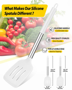 BundlePro slotted spatula pack-2 white for nonstick cookware