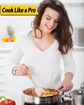 Bundlepro slotted spoon handles heat and draining with khaki design.