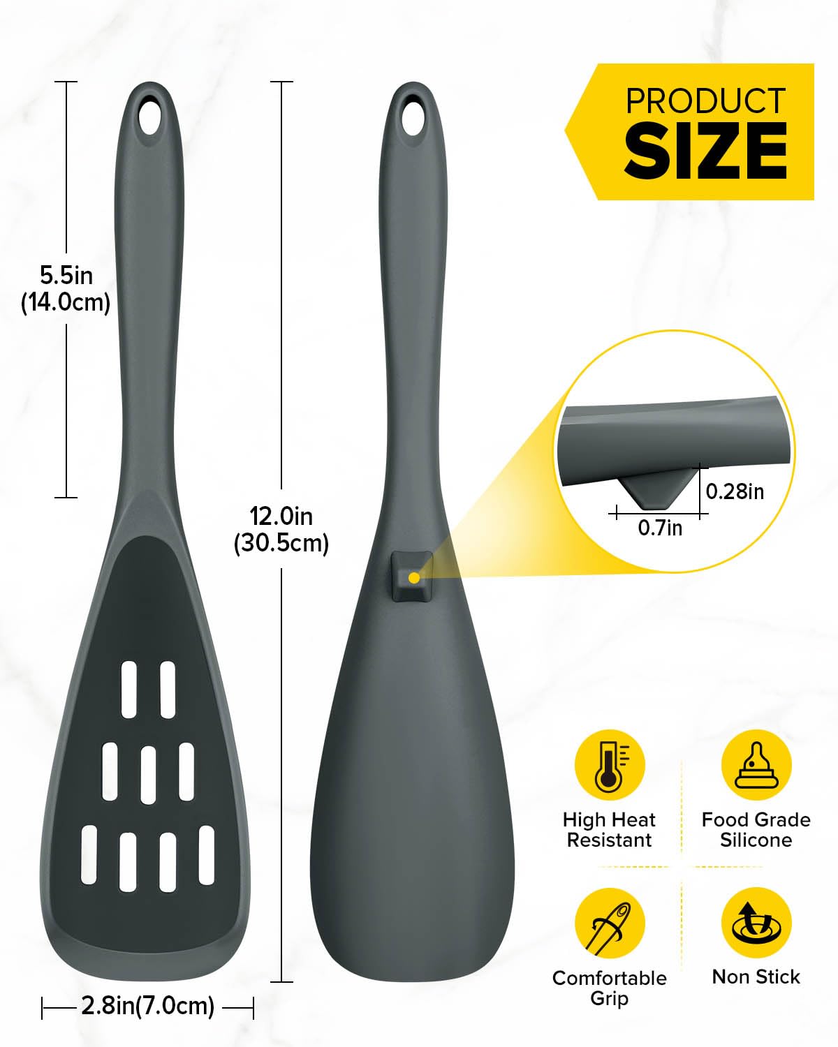 Bundlepro soft silicone head protects non-stick surfaces during cooking.
