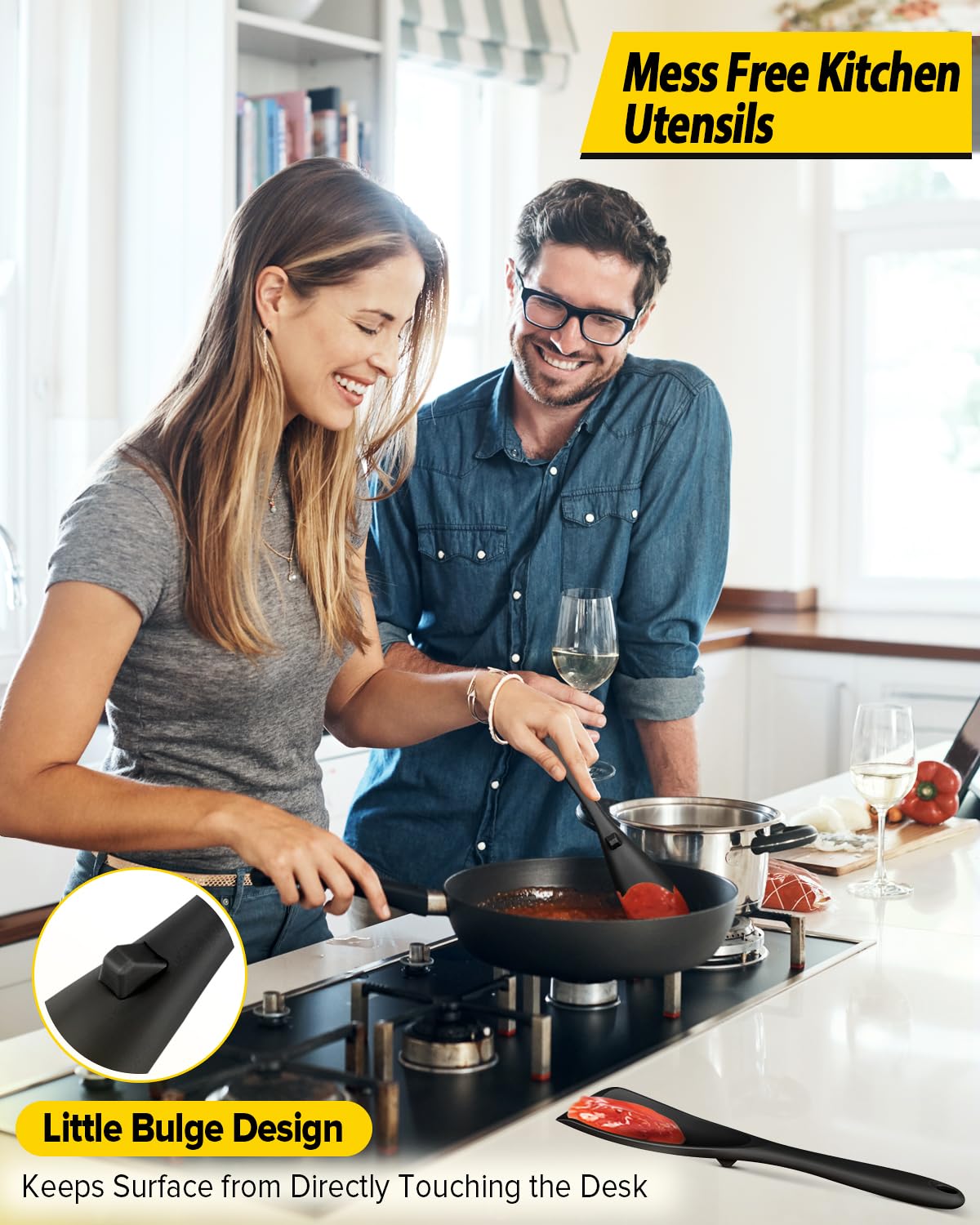 Bundlepro silicone spoon with soft head won't scratch cookware.