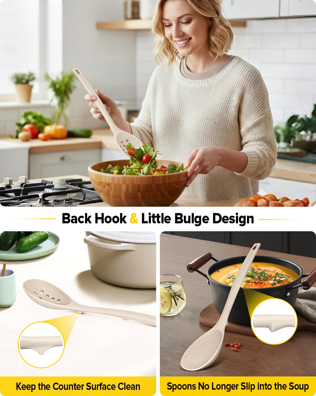 Bundlepro solid spoon with embossed marks for easy measuring during cooking