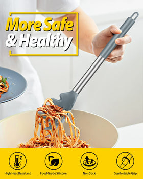 Bundlepro stainless-steel core pasta fork gray-blue for durable cooking