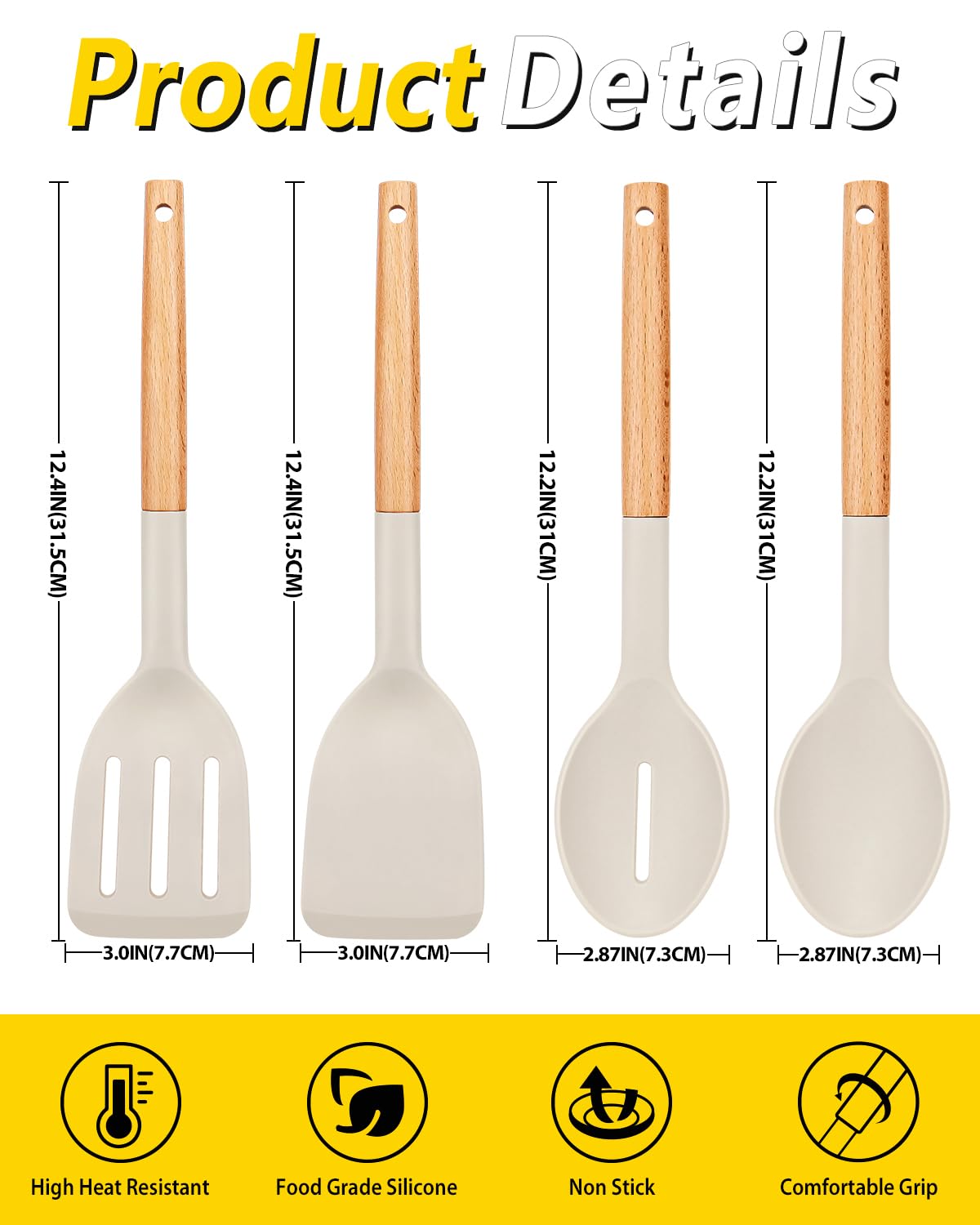 Bundlepro wooden handle utensils stay cool and comfortable to grip.