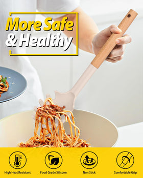 Bundlepro utensils with wooden handle offer cool, comfortable grip