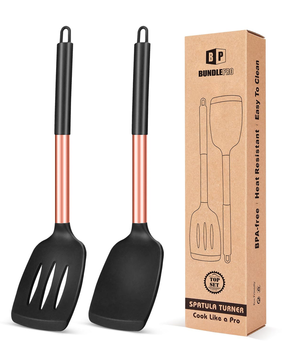 BUNDLEPRO silicone solid turner rose gold and black front view showing non-scratch head