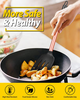 BUNDLEPRO turning fish gently with non-scratch cookware protection