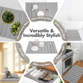 Bunmery diatomaceous earth mat with included accessories seen together.