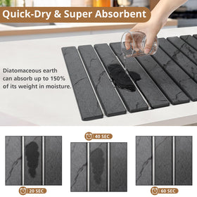 Bunmery diatomaceous earth mat close-up shows highly absorbent surface for quick moisture uptake.