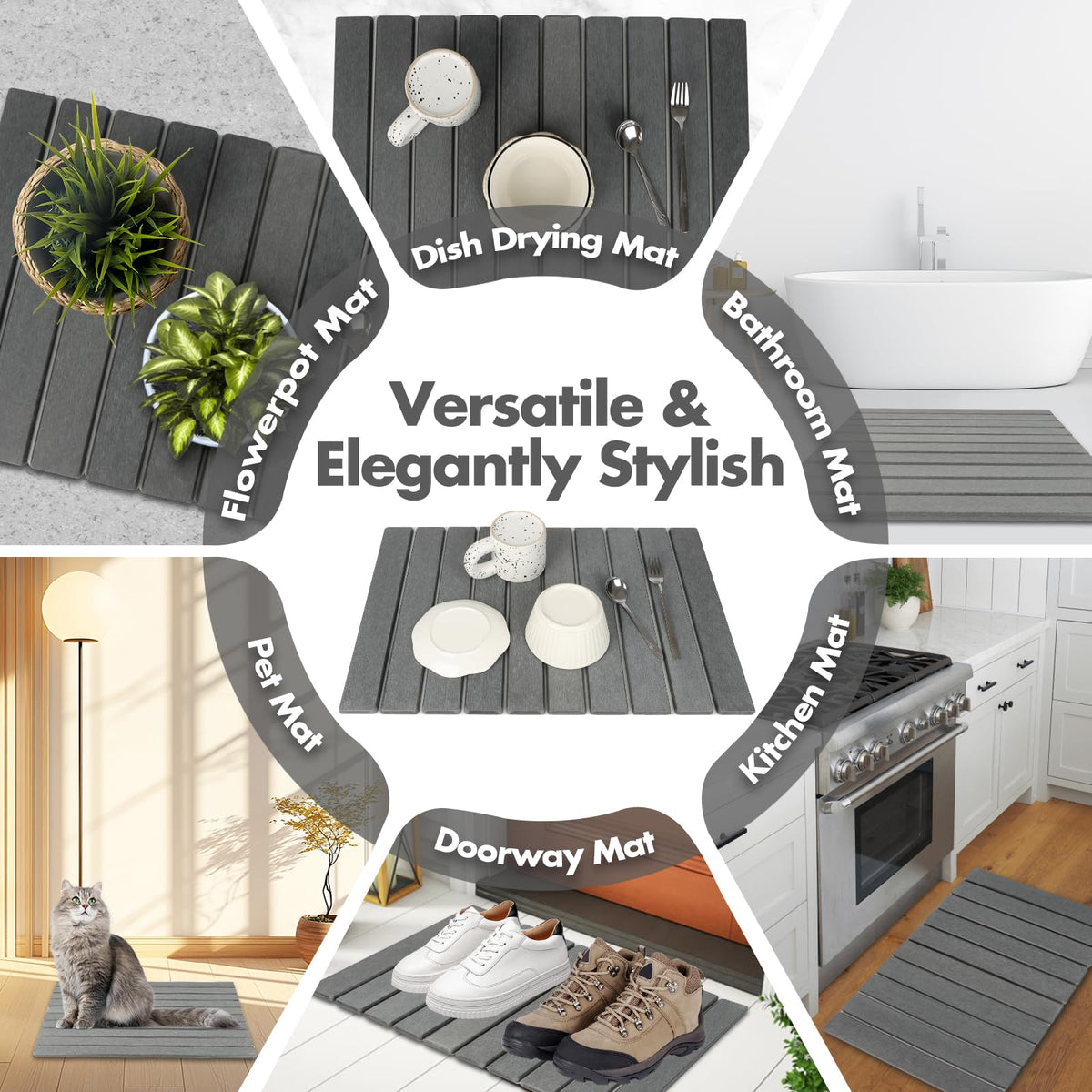 Bunmery stone mat with anti-slip pad for stable placement