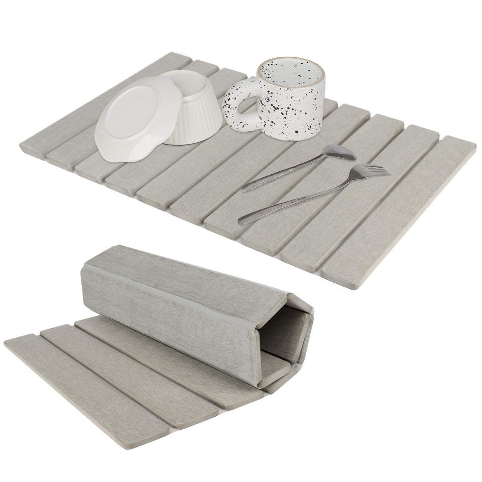 Bunmery large stone drying mat on countertop with quick moisture absorption.