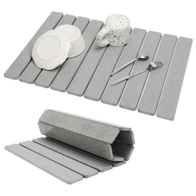 Bunmery large stone drying mat, front view, highly absorbent surface for counter drying.