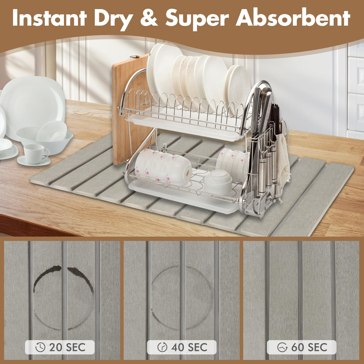 Bunmery multipurpose stone drying mat used as pet mat or plant saucer.