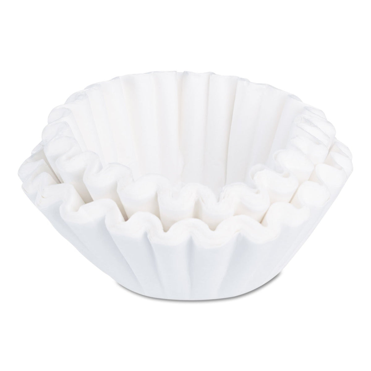 BUNN 8-12 cup filters for universal basket brewers, promoting even extraction.