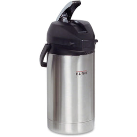Bunn bun321300000 lever-action airpot ready for easy serving and heat retention.