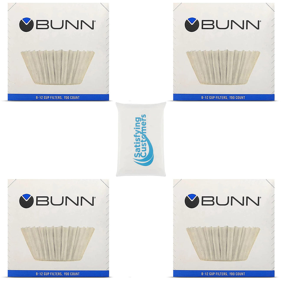BUNN coffee filter 4-pack with 100-count for smooth, sediment-free brews.