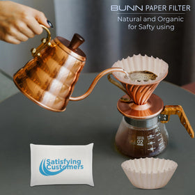 BUNN filter with taller fluted walls prevents overflow during brew.