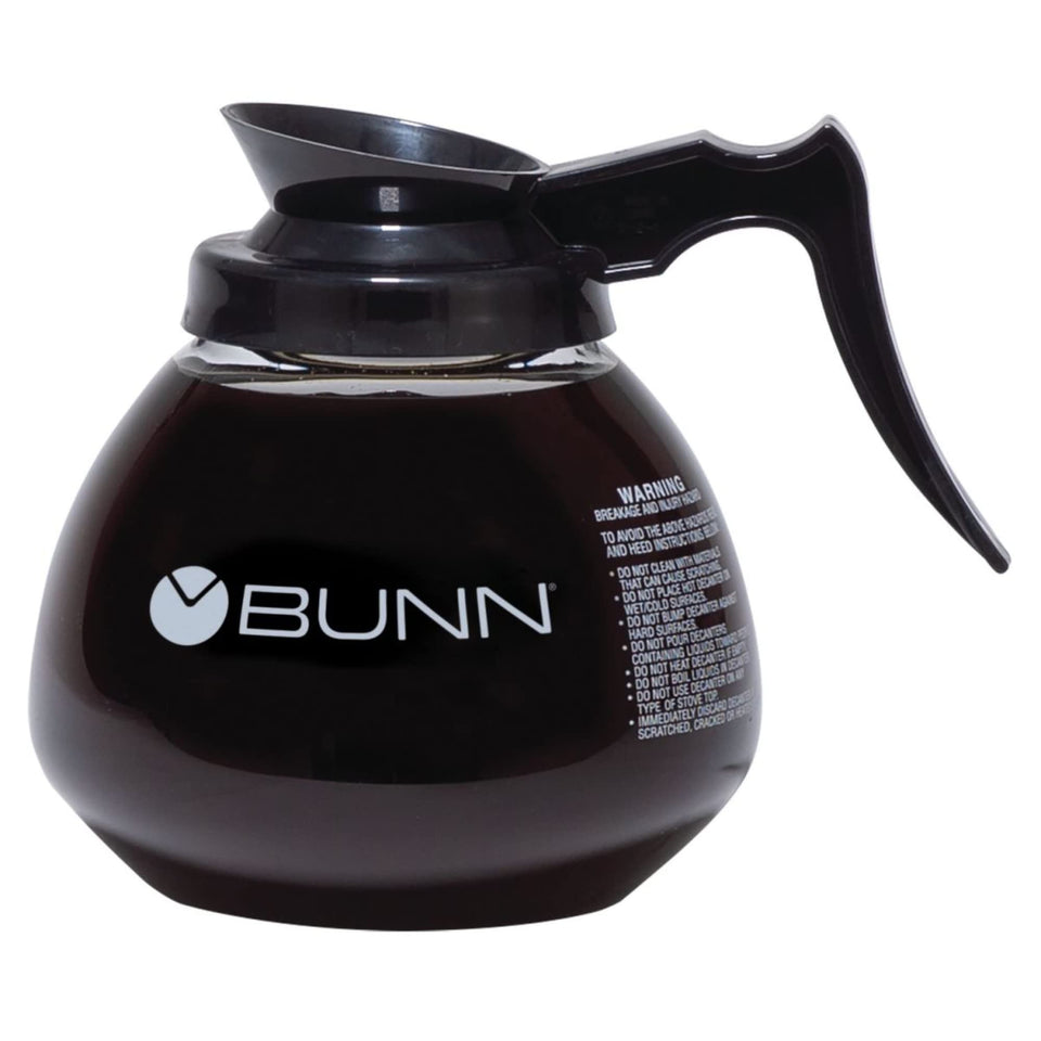Bunn black 12-cup coffee pot decanter for everyday brewing.