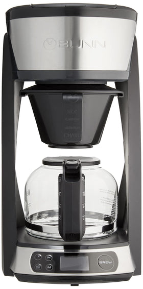 BUNN HB Heat N Brew front view in stainless steel for stylish home use.