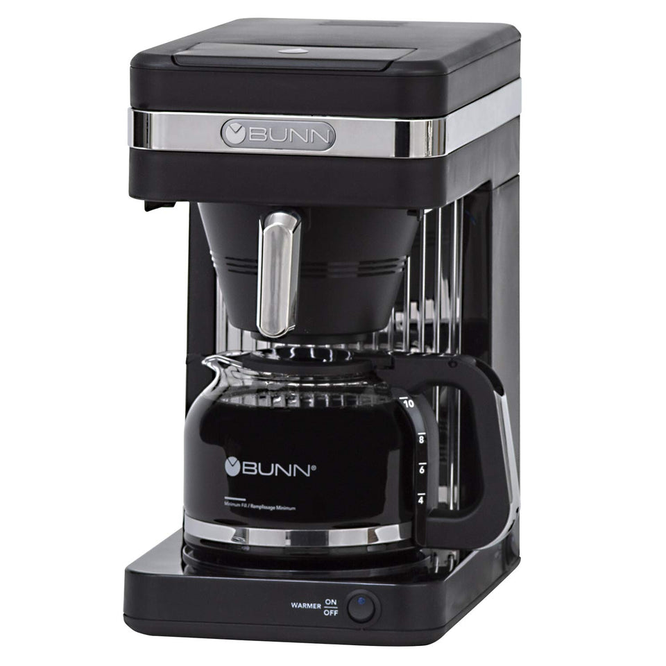 BUNN Speed Brew Elite 10-Cup coffee maker front view, showcasing quick-brew capability.