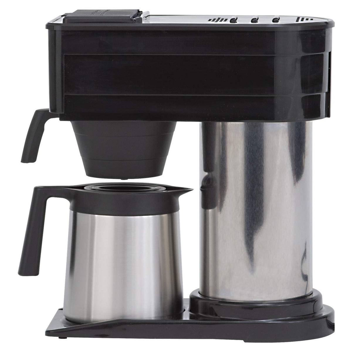 BUNN Speed Brew thermal carafe side view emphasizes insulated serving temperature.