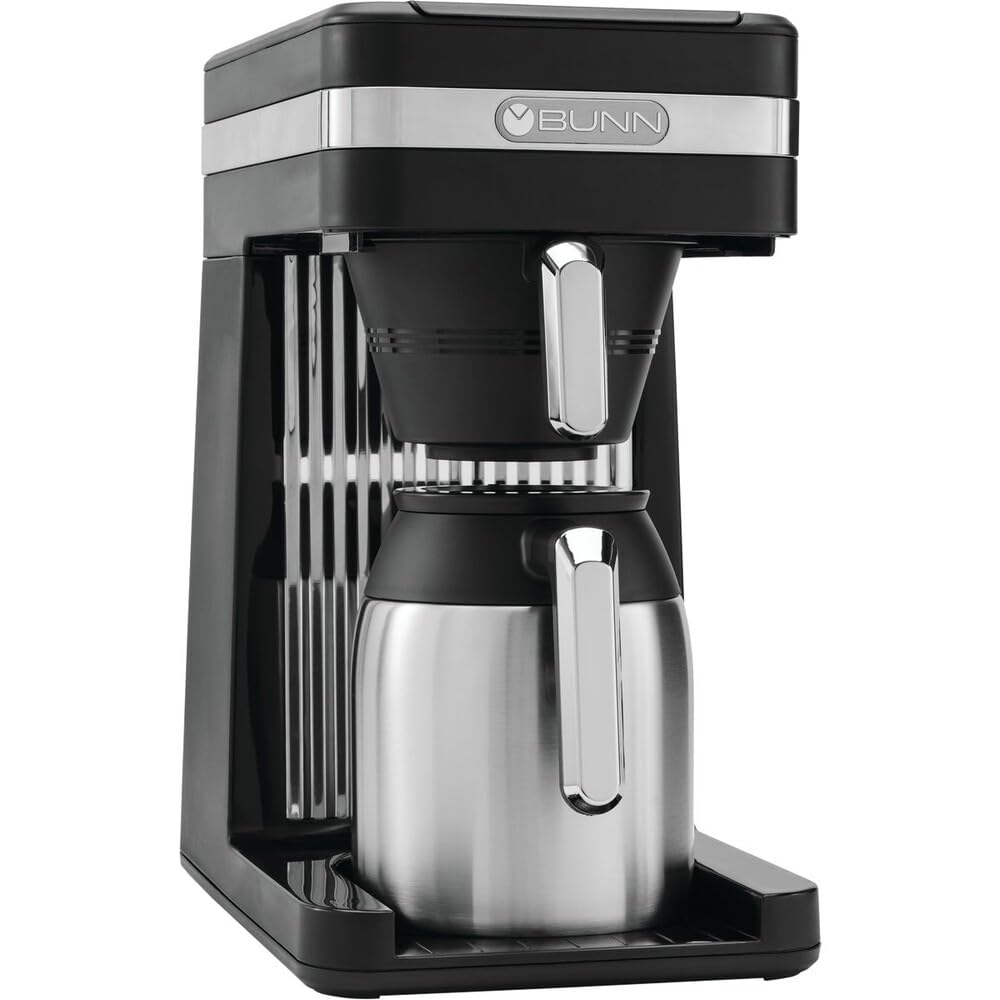 BUNN Speed Brew thermal carafe preserves heat for hours, ideal for serving hot coffee