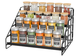 Bunoxea 4-tier spice rack with adjustable depth keeps spices organized and accessible.