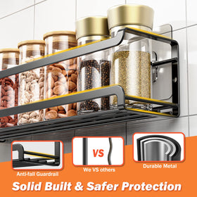 Bunoxea Spice Rack with side guards stabilizing spices
