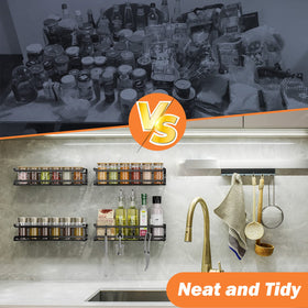 Bunoxea Spice Rack adhesive install option drill-free setup