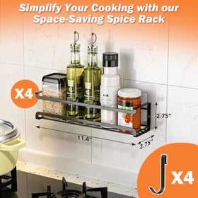 Bunoxea Spice Rack black finish enhances kitchen decor