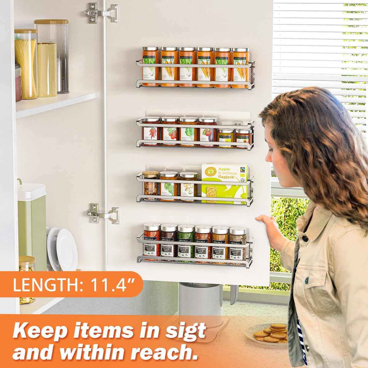 Bunoxea Spice Rack chrome finish close-up highlights durable construction