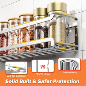 Bunoxea Spice Rack installation options with screws and adhesive hooks demo