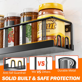 Bunoxea spice rack large, medium, and small shelves, accommodating diverse jars.