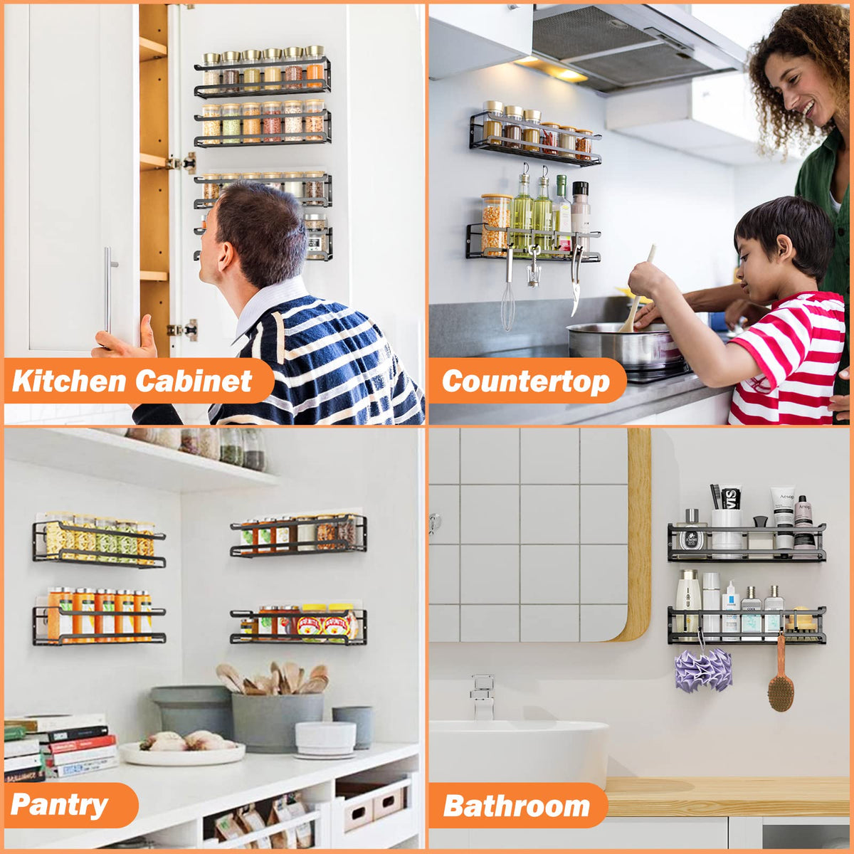Bunoxea Spice Rack screw install option for secure mounting
