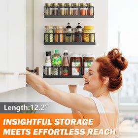 Bunoxea spice rack wall-mount installation, easy mounting for pantry doors.