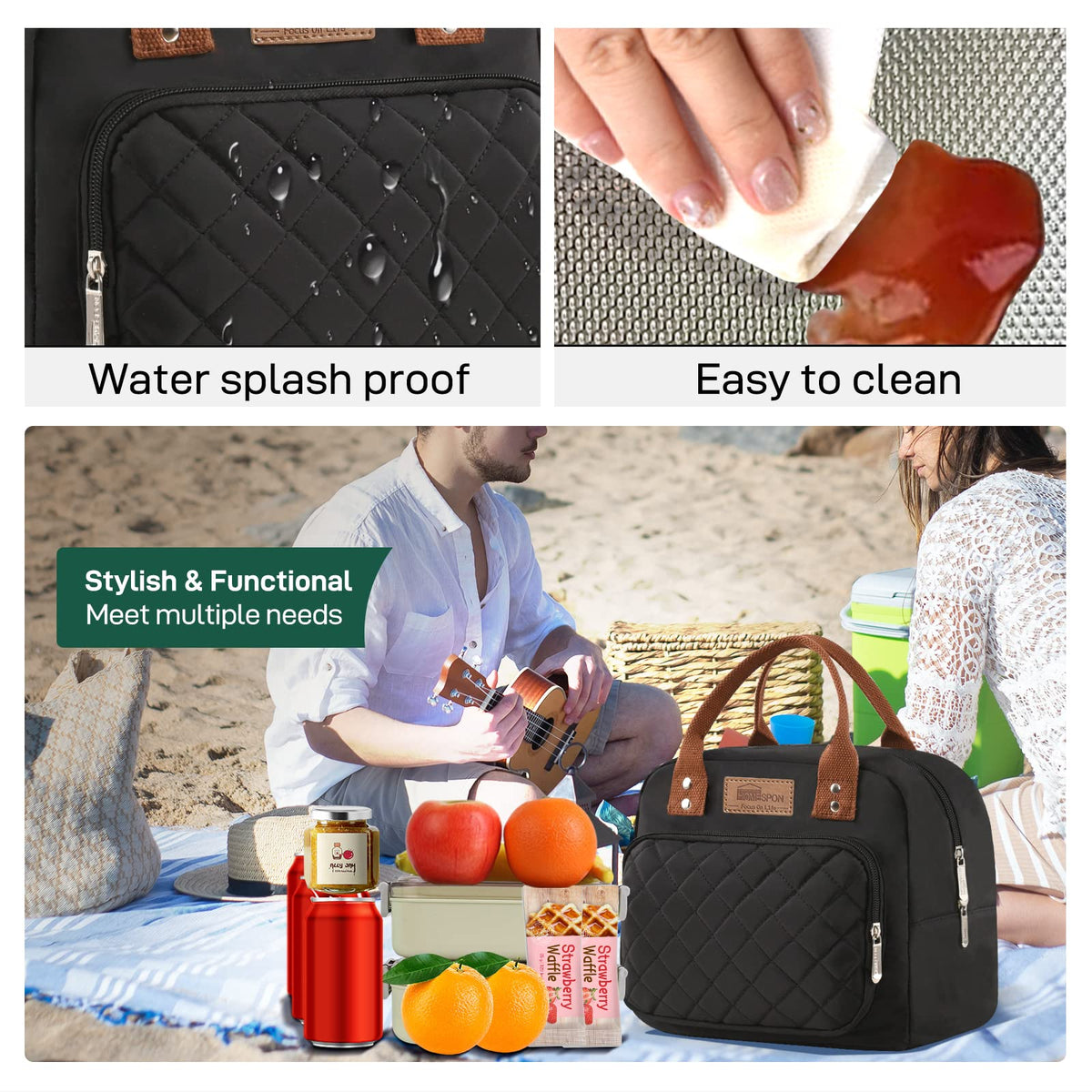 Buringer HOMESPON lunch bag bottom support keeps heavier loads stable.