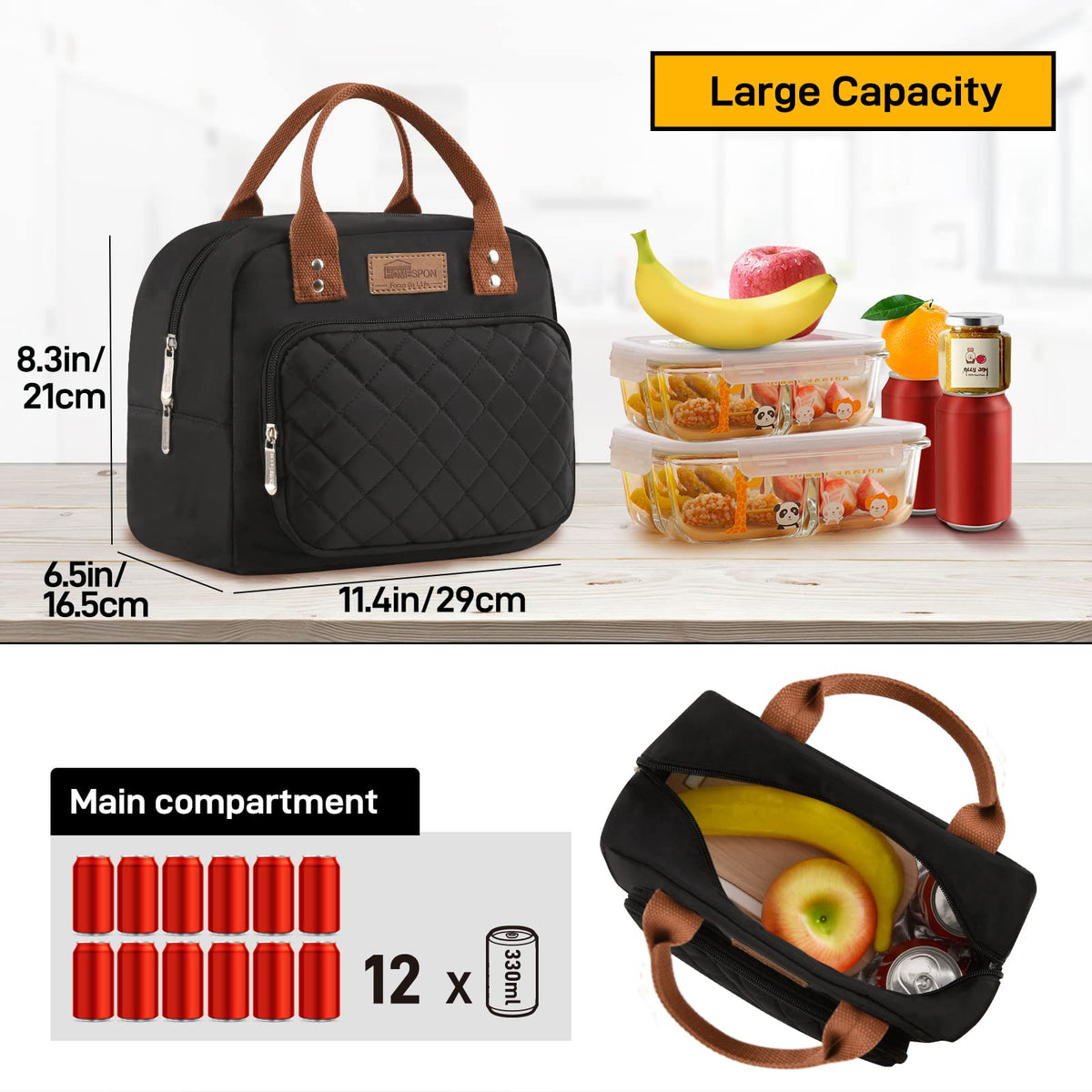 Buringer HOMESPON lunch bag insulation layer helps maintain temperature during commutes.