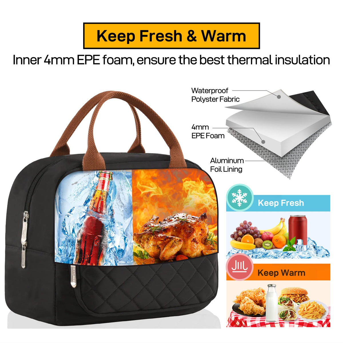 Buringer HOMESPON lunch bag nylon handles offer comfortable carrying.