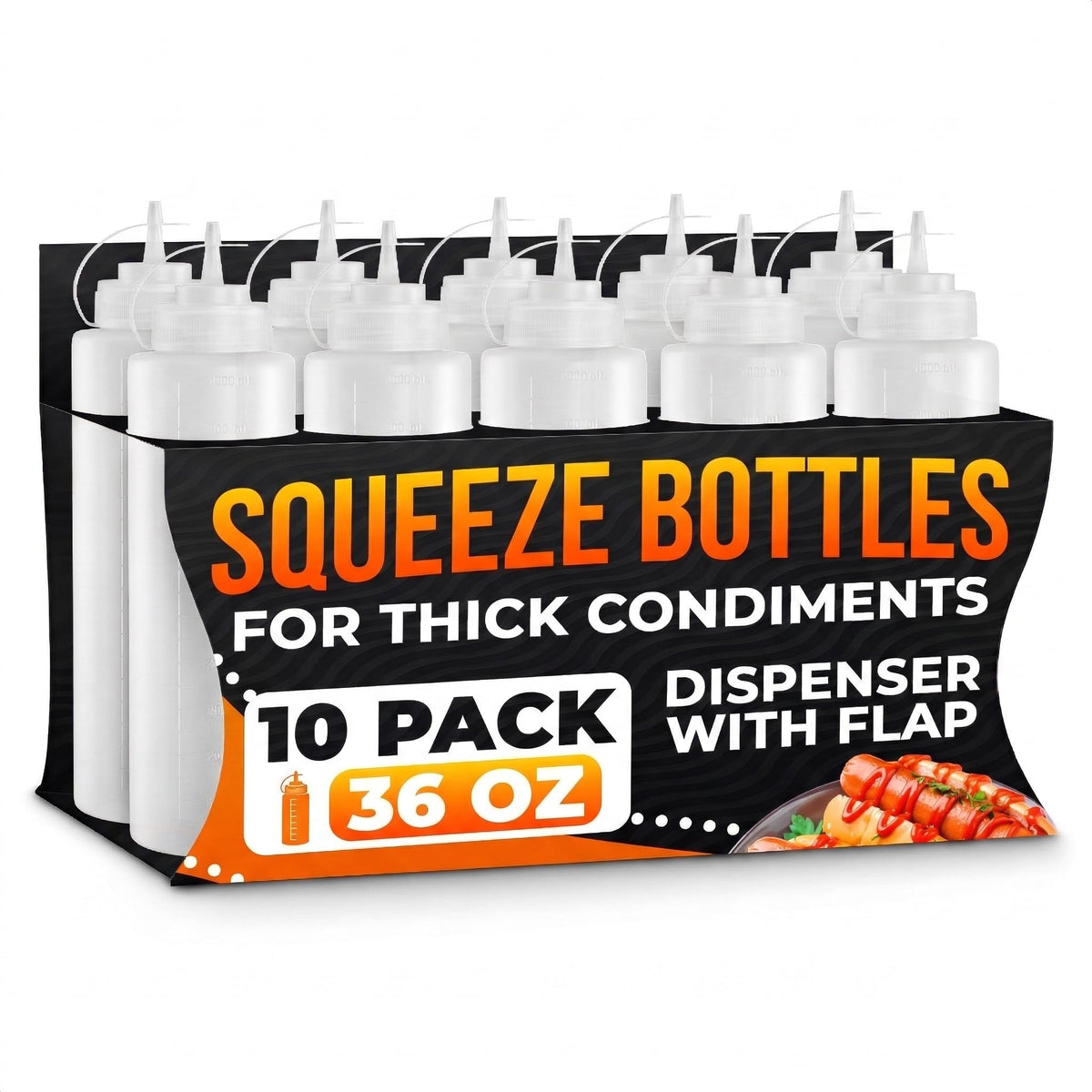 BURIUS 36 oz squeeze bottle with narrow tip for precise, mess-free sauces.