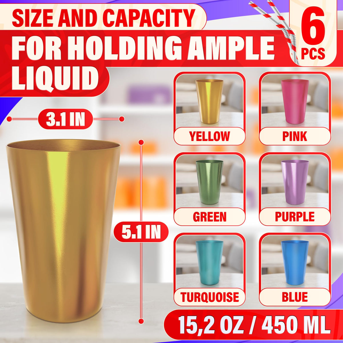 BURIUS dishwasher-safe aluminum tumblers shown from the side for easy cleanup.
