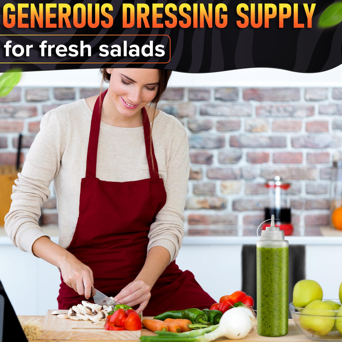 Clear design helps quick identification of dressings and sauces.