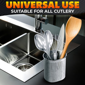 BURIUS oval-design basket saves space while keeping utensils accessible
