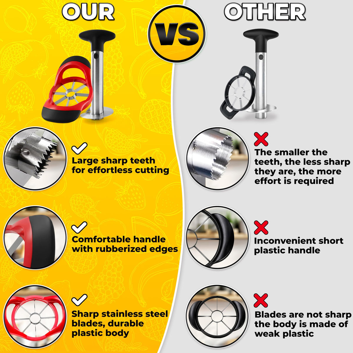 BURIUS pineapple corer and slicer tool with ergonomic handle for comfortable use.
