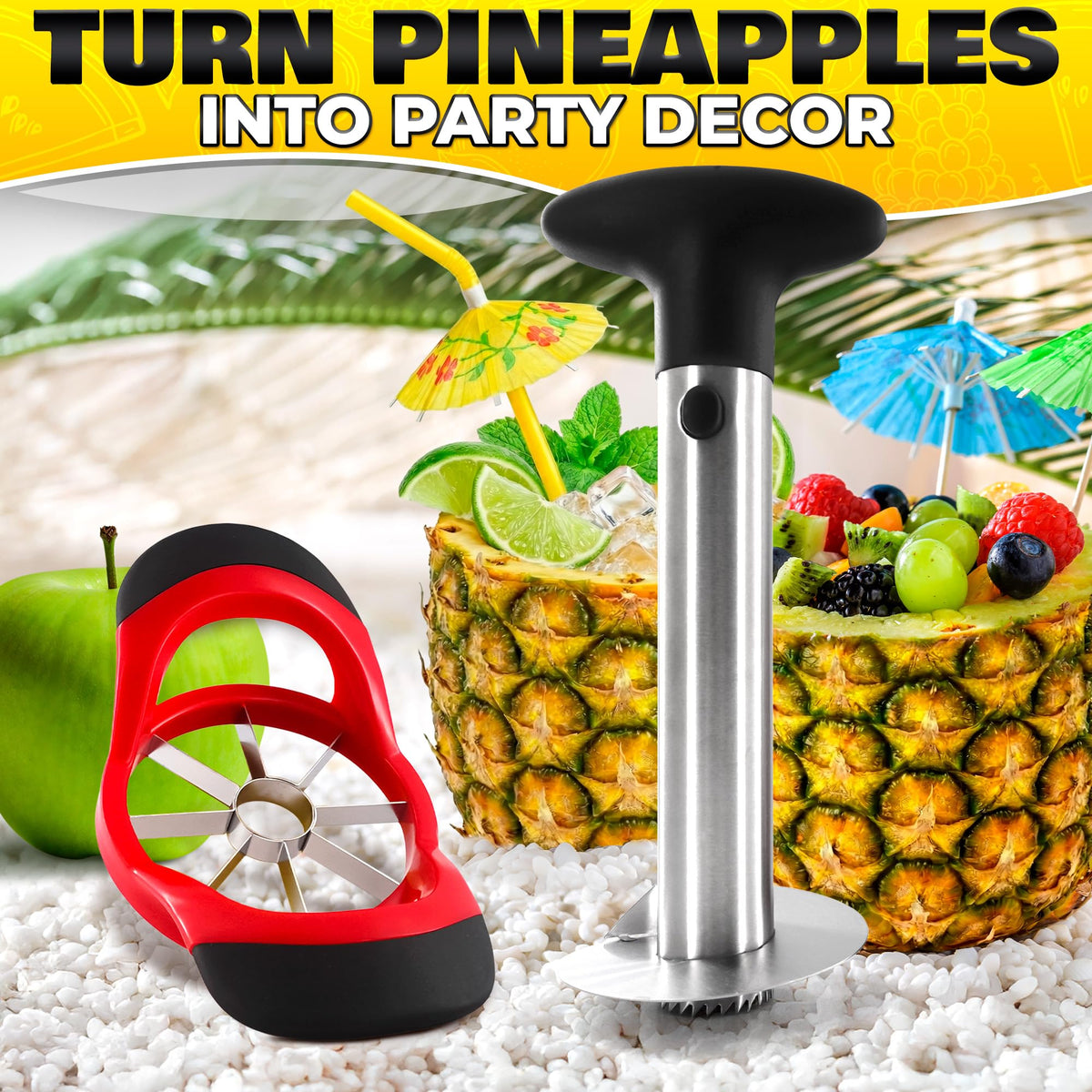 Family-friendly setup with the BURIUS pineapple corer for party-ready pineapple slices.