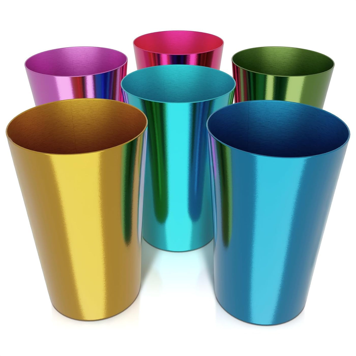BURIUS retro-style aluminum cups with color-finished set for festive table setups.