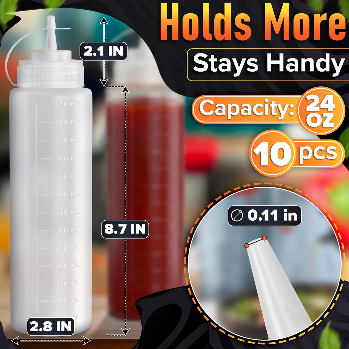 BURIUS squeeze bottles with narrow tip for precise application