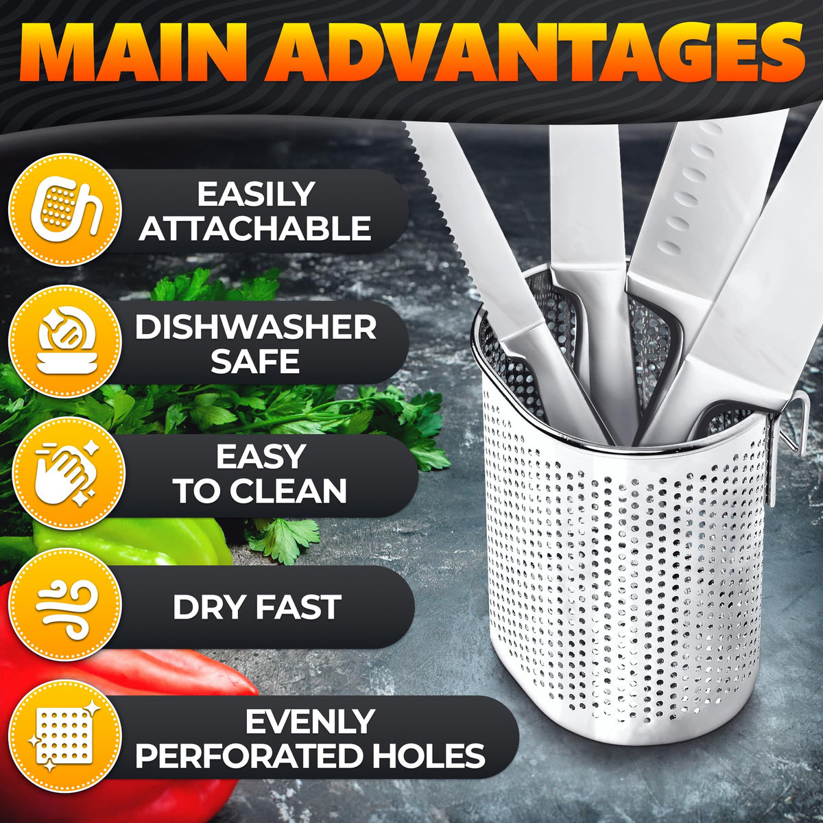 BURIUS rust-resistant stainless steel basket for lasting kitchen organization