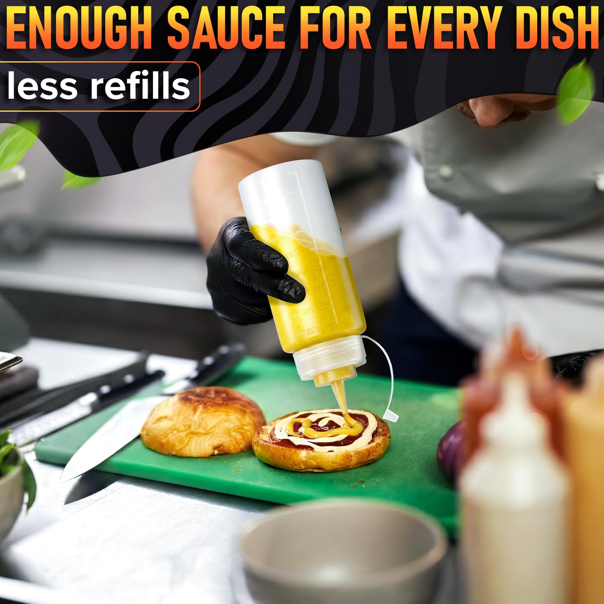 BURIUS bottles suitable for ketchup, mustard, oil, syrup and dressings