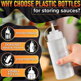 Reusable and easy-to-clean BURIUS squeeze bottle for multiple condiments