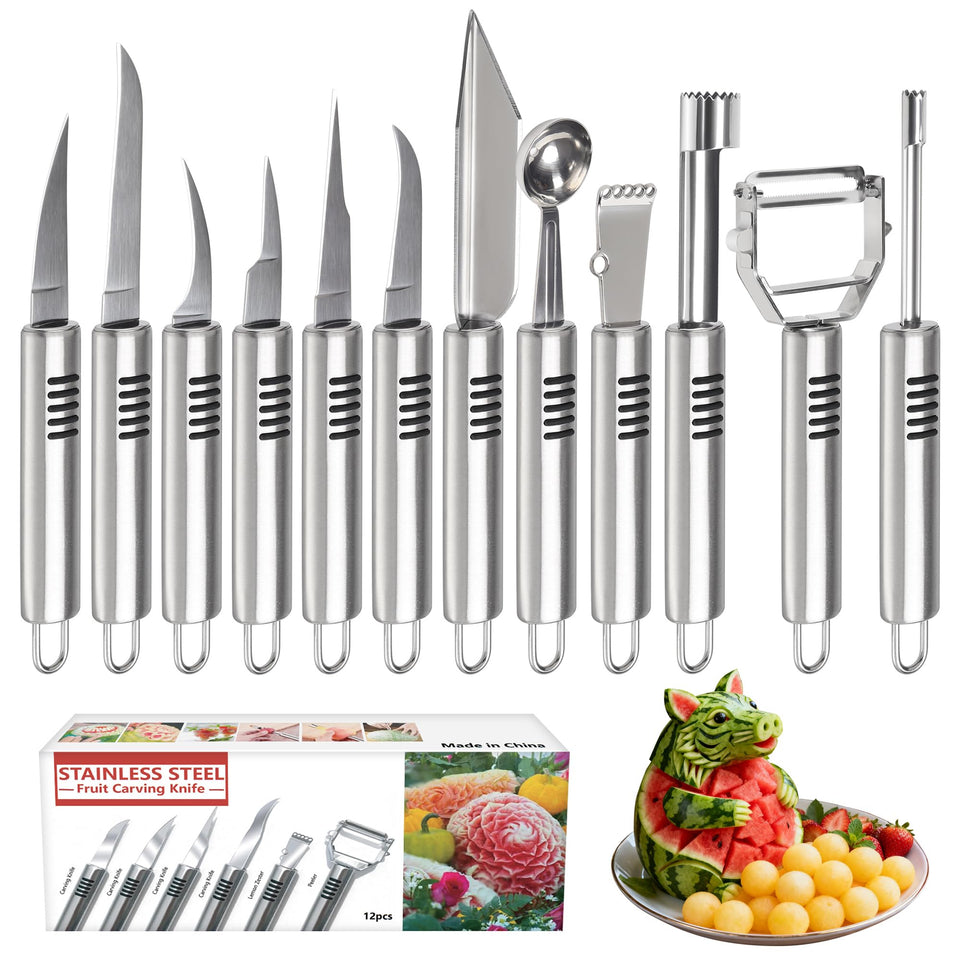 BURLIHOME 12-pack carving tools for creative fruit and vegetable art at home