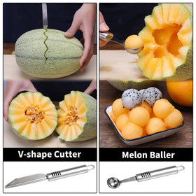 BURLIHOME V-shaped carving knife highlights intricate fruit garnishes